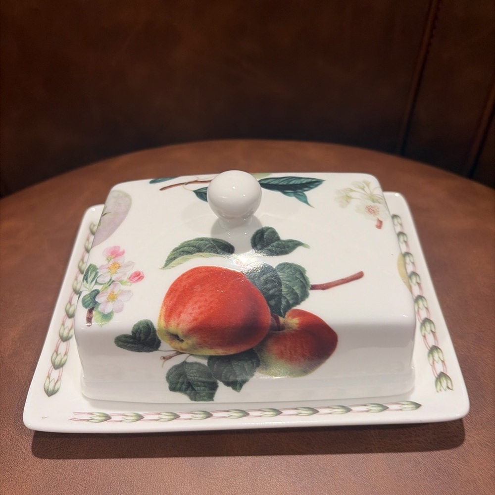 Queens China Hookers Fruit Pattern Butter Dish W Lid
